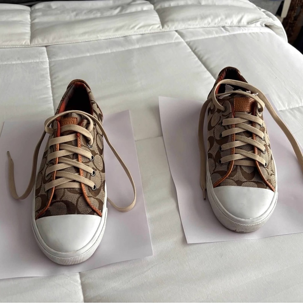 Coach Brown and Tan Patterned Sneakers